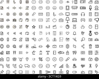 Home appliance vector outline electronics icons set. used in web , projects etc Stock Vector