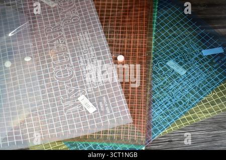 Cairo, Egypt, September 21 2025: Chinese My Clear Bag supplies, for papers, booklets, pens, pencils and school supplies, colorful document A4 bag, tra Stock Photo