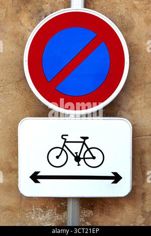 No parking sign for bicycles Stock Photo