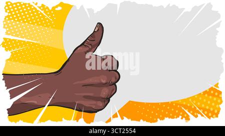 comic book style thumb up hand gesture banner vector illustration Stock Vector