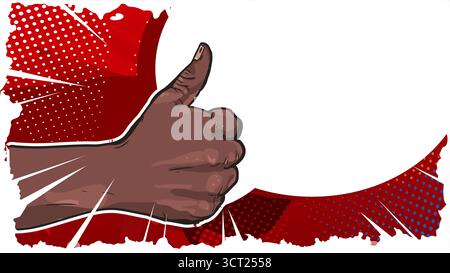 comic book style thumb up hand gesture banner vector illustration Stock Vector