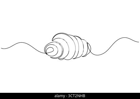 Croissant continuous one line drawing minimalist bakery pastry illustration Stock Vector