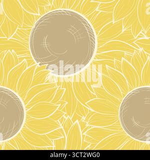 beautiful seamless background with sunflowers Stock Vector