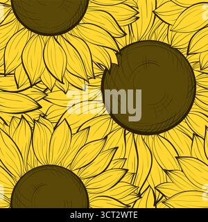 beautiful seamless background with sunflowers Stock Vector