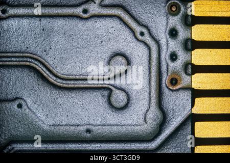 A printed circuit board under microscopic view Stock Photo