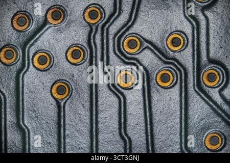 a printed circuit board under microscopic view Stock Photo