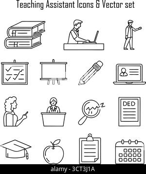 A collection of icons for educational tools, school supplies, and study ...