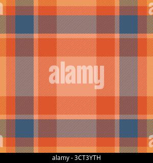 Classic tartan pattern. Traditional textile design featuring warm orange and cool blue hues. Great for backgrounds, fashion, or festive holiday themes Stock Vector