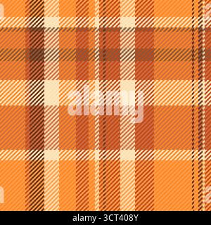 Panel fabric background plaid, selection texture check pattern. Coloured seamless tartan textile vector in orange and lucky orange colors palette. Stock Vector
