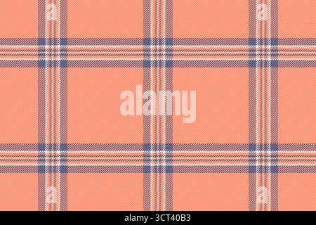 Creation vector textile plaid, jacket background check pattern. Seventies texture fabric tartan seamless in red and pastel colors palette. Stock Vector