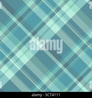 Ethnicity tartan vector textile, textured texture plaid fabric. Frame check seamless pattern background in cyan and light colors palette. Stock Vector