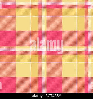 Vibrant plaid pattern featuring interwoven stripes in warm tones. Perfect for fabric design, backgrounds, and textiles. Evokes tradition, comfort, and Stock Vector