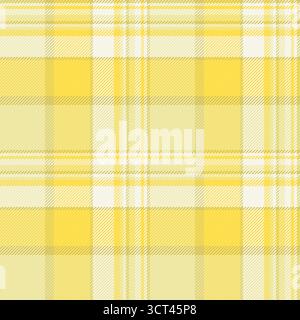 Mixed vector fabric background, man plaid pattern tartan. Ragged seamless check textile texture in yellow and pale goldenrod colors palette. Stock Vector