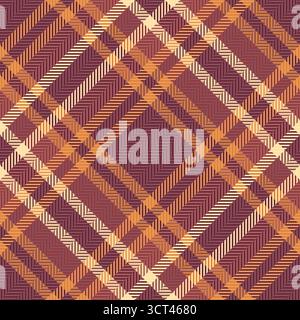 Flow check plaid fabric, stroke background vector texture. Simple tartan seamless textile pattern in red and orange colors palette. Stock Vector