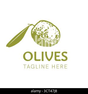 Olive Oil Brand Logo with Green Olive Fruit Stock Vector