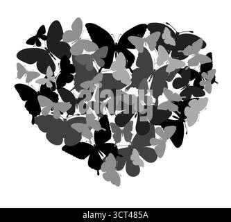 Design with butterflies in the shape of heart Stock Vector