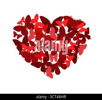 Design with butterflies in the shape of heart Stock Vector