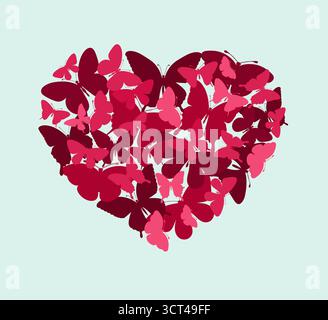 Design with butterflies in the shape of heart Stock Vector