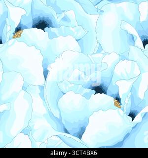 Beautiful seamless background with flowers Plant Paeonia arborea (Tree peony) Stock Vector