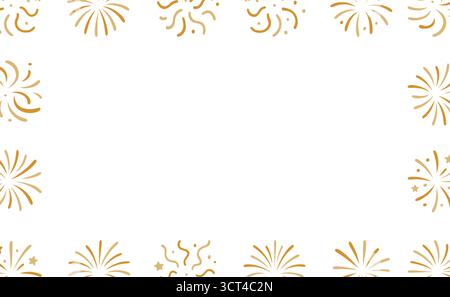 Festive light gold fireworks. Bursts and confetti framing on a white background Stock Vector