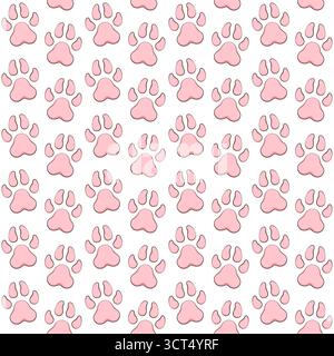 Seamless pattern with animal paw print. Colored vector background on white. Stock Vector