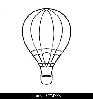 Vector illustration of a hot air Balloon. Linear drawing with airship in vintage sketch style. Contour image air Balloon. Hand drawn outline vintage Stock Vector