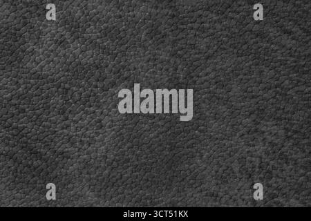 Detailed close up, macro of black synthetic suede leather texture, faux leather, leatherette. Background for design, fashion, upholstery material visu Stock Photo