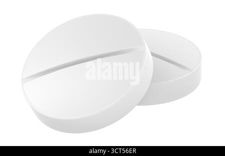 3D rendering of a tablet with copy space isolated on white background ...
