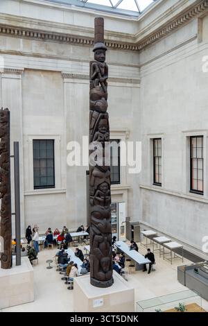 Haida Totem Poles in the Great Court of the British Museum, London Stock Photo