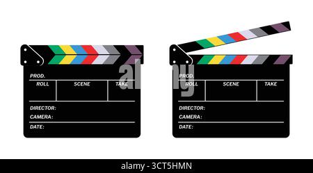 Film clapperboard, movie clapper, cinema slate in black color vector illustration Stock Vector