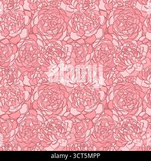 beautiful seamless background. flowers peonies with leaves and buds Stock Vector