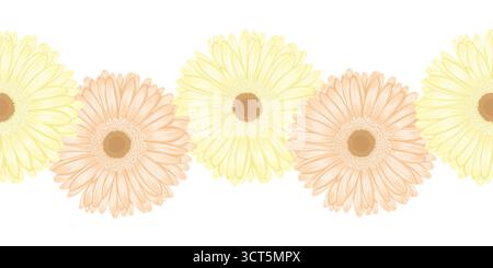 seamless horizontal frame element of gerbera flower Stock Vector
