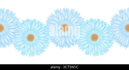 seamless horizontal frame element of gerbera flower Stock Vector