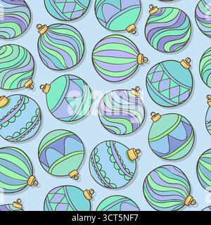 Beautiful seamless background with hanging Christmas decorations and balls Stock Vector