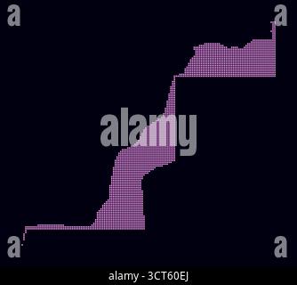 Western Sahara dotted map. Digital style map of the country on a dark background. Western Sahara shape with square dots. Colored dots style. Stock Vector