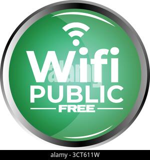 Green Flat Public WiFi Icon – Minimal Wireless Internet Symbol for Network and Connectivity Concepts Stock Vector