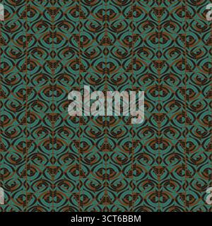 Abstract geometric seamless pattern with teal and brown colors Stock Vector