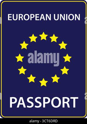 European Union passport cover front with official gold emblem and text Stock Vector