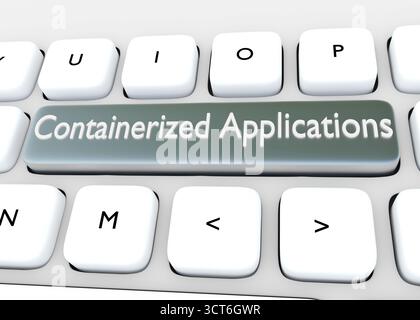 3D illustration of computer keyboard with the script Containerized Applications Stock Photo