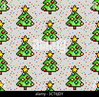 Seamless pixel background with new year tree. Stock Vector