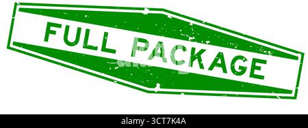 Grunge green full package word hexagon rubber seal stamp on white background Stock Vector