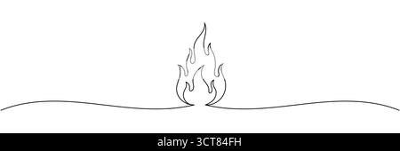 Continuous one line drawing of flame. Fire flame single line art vector illustration. Editable stroke Stock Vector