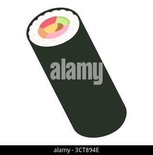 Ehomaki, traditional Japanese Futomaki sushi roll eaten on Setsubun festival. Simple cartoon vector illustration. Stock Vector