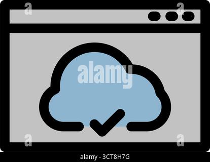 This modern icon represents successful cloud data upload- perfect for project management and agile methodologies. It symbolizes efficient task complet Stock Vector