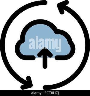 This modern icon depicts continuous data upload and download to the cloud- ideal for project management and agile methodologies. It represents efficie Stock Vector