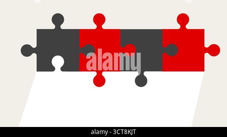 Four pieces puzzle connected, business solution illustration Stock Vector