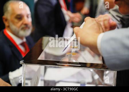 Syria Holds First Parliamentary Elections Since Assads Fall Members of electoral committees count ballots during Syrias first parliamentary elections since the fall of Bashar al-Assads government, in Aleppo, on October 5, 2025. Damascus Syria Copyright: xMohammadxBashirxAldaherx Stock Photo