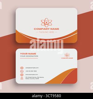 Modern Curved Orange Business Card Design Template Stock Vector