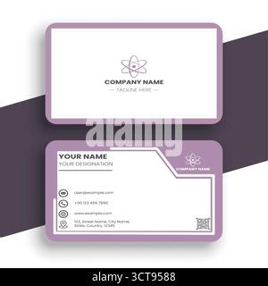 Minimal Lavender and White Business Card Design Template Stock Vector