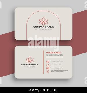 Modern Minimal Cream and Red Business Card Design Template Stock Vector